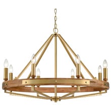 Corey Iron & Oak Wood 8 Light Pendant